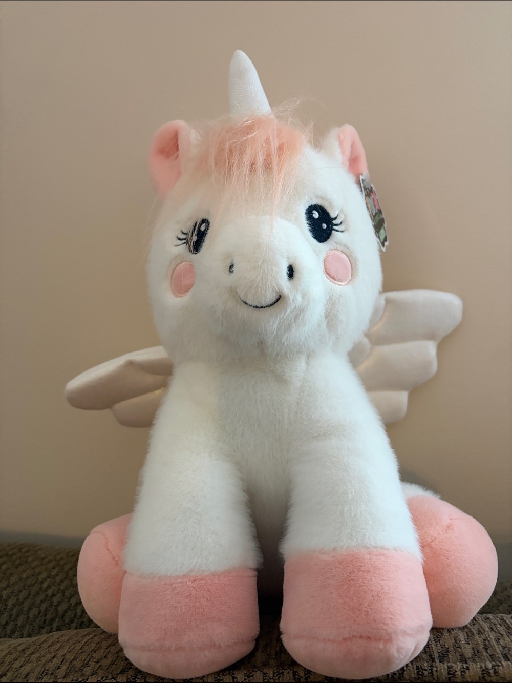 Plush White & Pink Unicorn/Pegasus Stuffed Animal